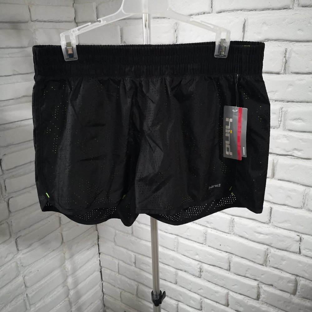 NWT Hind Ladies Black with Lime Green Inner Lined Size Large Shorts